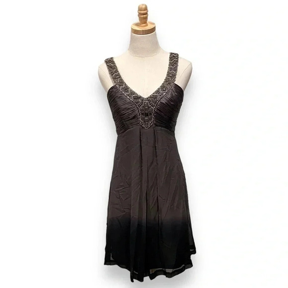 Sue Wong Nocturne Silk Hand beaded Smokey Grey Ombre Jeweled Evening Dress 4 - Picture 1 of 11